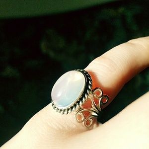 SOLD! Moonstone Platinum Plated 925 Silver Ring
